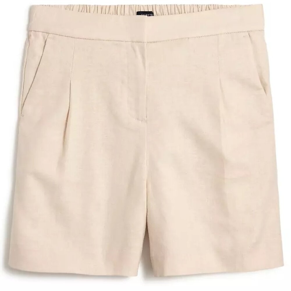J. Crew Dusty Ivory Elastic-back Linen-Blend Pleated Short/NWT/12
